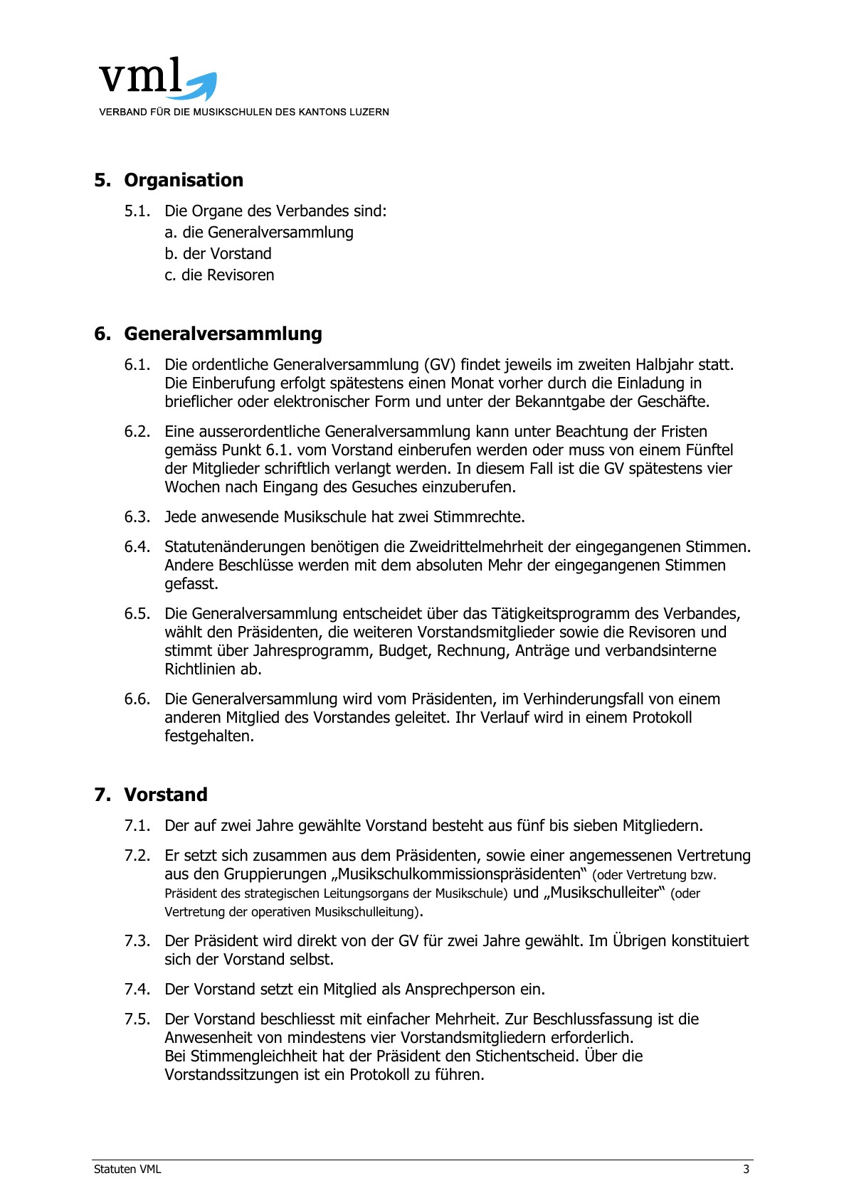 Konsolidierte Fassung der Statuten VML   in Kraft 25.10.2025   Seite 3