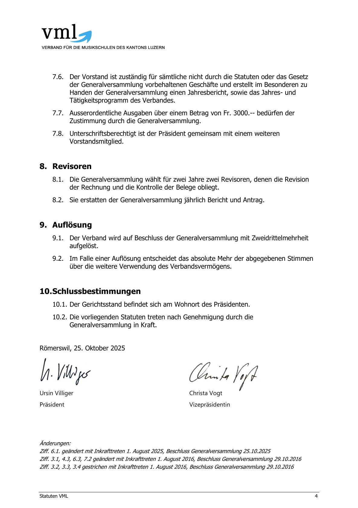 Konsolidierte Fassung der Statuten VML   in Kraft 25.10.2025   Seite 4